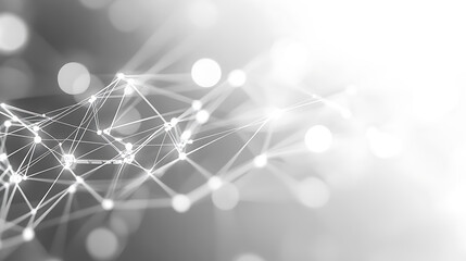 Poster - Grey and white tech background and electronic network lines