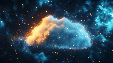 Fototapete - Cloud computing technology concept with mockup space