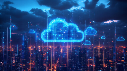 Leinwandbilder - Cloud technology and smart city