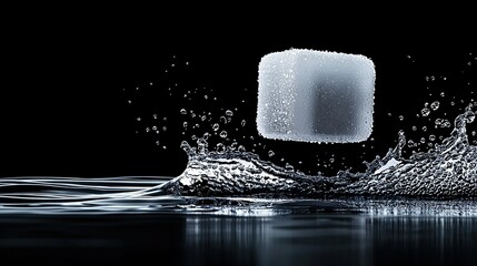 Wall Mural -   A block of soap floats atop a body of water, topped with a splash
