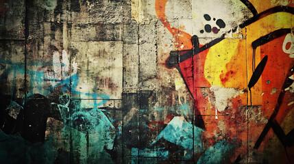 Poster - Combine the rough texture of an urban wall with graffiti elements to create a unique, street inspired canvas texture
