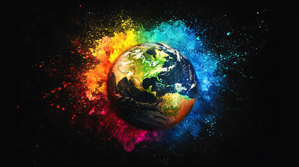 Wall Mural - planet earth in color splash