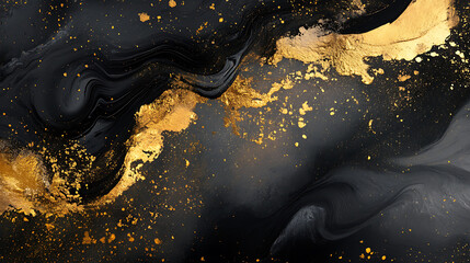 Wall Mural - abstract gold and black paint background