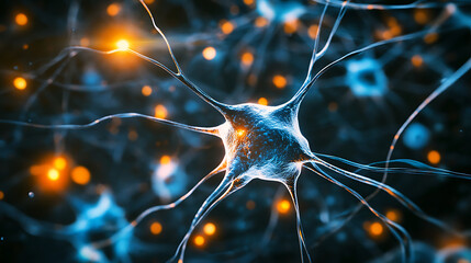 Fototapete - Abstract image of neurons, nerve cells, thinking process concept