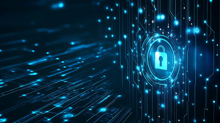 Poster - Cyber security concept and system privacy background with empty space