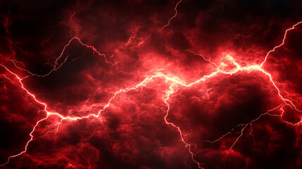 Poster - Red lightning and clouds abstract background texture
