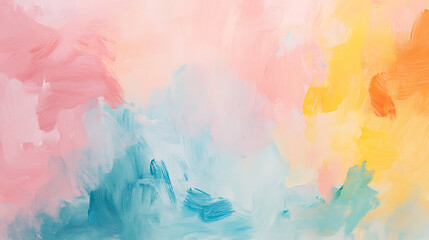 Poster - Abstract painting background with pastel positive colors and natural oil paint texture for wallpaper, pattern, art print, and other design elements