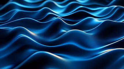 Leinwandbilder - Abstract wide blue digital wave backdrop, 3d rendering
