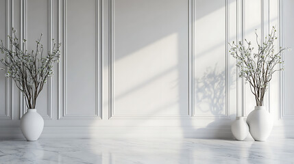 Poster - Bright living room interior with two empty white posters