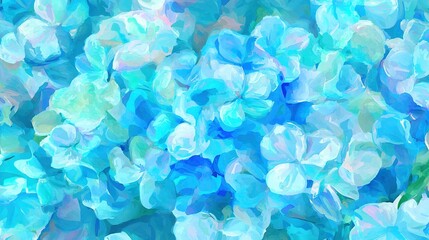 Wall Mural - a stunning painting of vibrant blue blossoms set against a serene blue backdrop, featuring a strikin