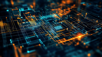Aufkleber - An electro engineering background with grid lines and electronics symbols