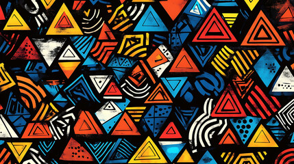 Leinwandbilder - Simple seamless geometric pattern, abstract colorful geometric pattern, seamless geometric pattern with triangles, geometric background, abstract geometric background