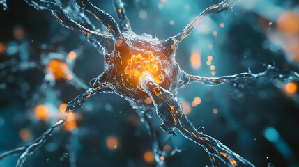 Aufkleber - Exploring the intricacies of neurons stunning 3d microbiology render of the nervous system with ample copy space
