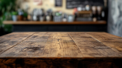 Poster - An empty wooden counter table top for product display in a pub or bar