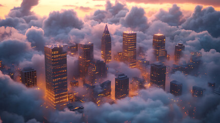 Aufkleber - Smart city cloud computing concept, ai