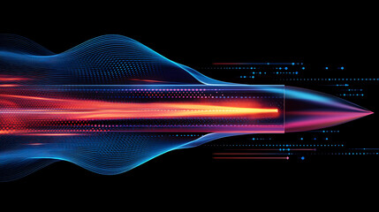 Aufkleber - Fast flowing air jet shown as a technical diagram of fluid dynamics analysis arrows on a black background