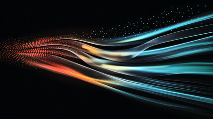 Poster - Fast flowing air jet shown as a technical diagram of fluid dynamics analysis arrows on a black background