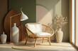 © lina - white-cushioned rattan chair in a sunlit room with wooden accents