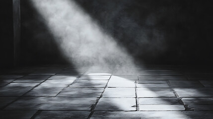 Poster - Floor path background with a light beam coming through the floor