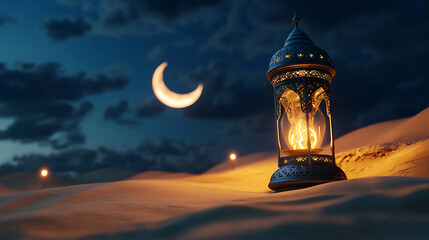 Wall Mural - arabic islamic calligraphy of wish (dua) allahu akbar (allah is the greatest) with exquisite crescen