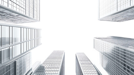 Aufkleber - Isolated skyscraper buildings on a white background, 3d rendering