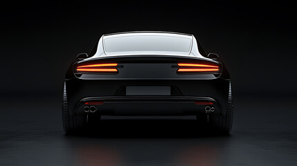 Poster - Back view of a generic and unbranded car isolated on a black background
