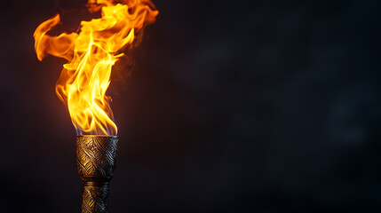 Aufkleber - Torch with olympic flame on a dark background, copyspace