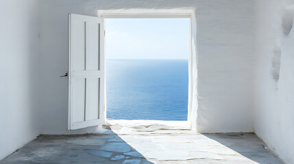 Poster - Traditional mediterranean white house with sea view