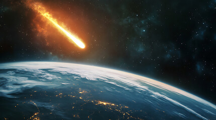 Aufkleber - Meteorite direction earth, meteor entering the atmosphere of planet earth