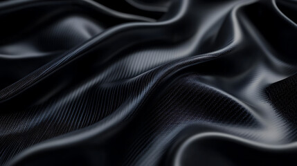 Leinwandbilder - Black rubber-coated technical fabric texture with light reflections and shadows