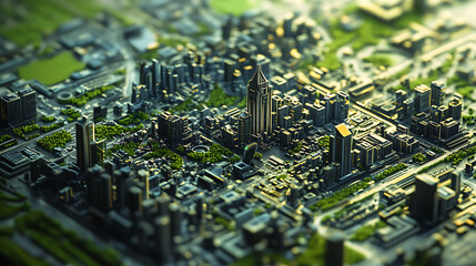 Aufkleber - Urban planning and landscaping project, it features a comprehensive layout of a city, including buildings, parks, and roads, demonstrating the intricate process of urban development and design