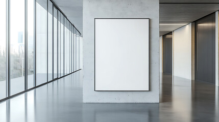 Leinwandbilder - Blank white poster in a contemporary office corridor, mockup