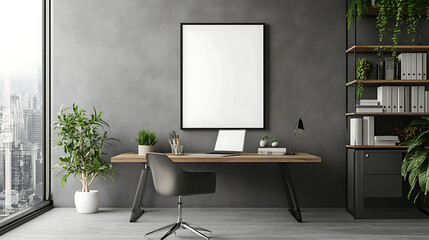 Poster - Mock up poster frame in modern interior background, living room, contemporary style, 3d render, 3d illustration