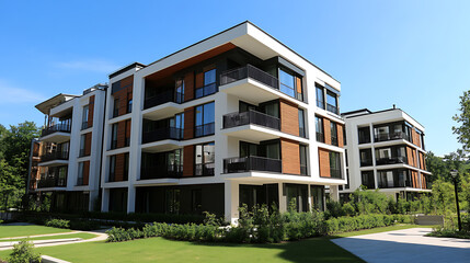 Fototapete - Modern apartment building and apartment complex for sale