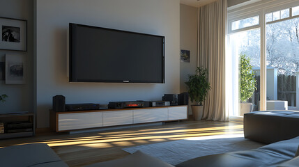 Aufkleber - Modern living room with a big tv
