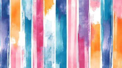 Poster - Watercolor stripe pattern in vibrant colors on a transparent background