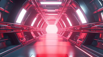 Poster - White background 3d room light abstract space technology tunnel stage floor