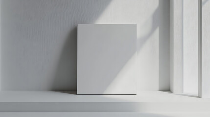 Poster - White blank square canvas mockup in minimalist interior