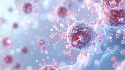 Aufkleber - Neurons and nervous system captivating 3d microbiology render banner with copy space