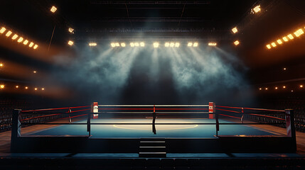 Aufkleber - Boxing ring in stadium illuminated by lights