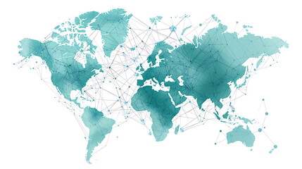 Aufkleber - North america with connecting lines and dots, global communication concept