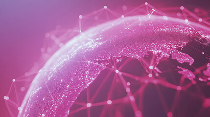 Poster - World globe with connected dots symbolizing global connection, communication and network