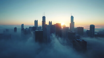 Poster - city skyline at dawn calmness atmospheric photo footage for tiktok, instagram, reels, shorts