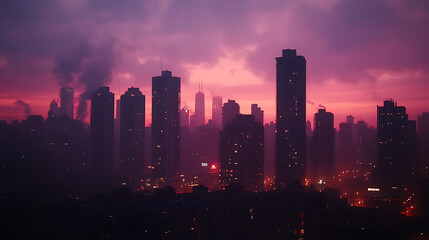 Poster - City skyline at dawn calmness atmospheric photo footage for tiktok, instagram, reels, shorts