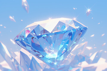 Wall Mural - shiny diamond on blue background