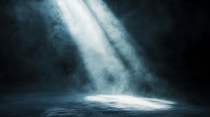 Fototapete - Light beam pouring through mist in a dark room