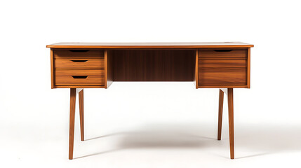 Poster - Mid-century modern desk that creates a stylish office space in warm teak tones