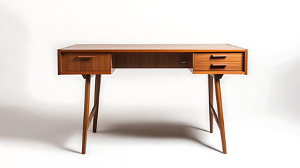 Poster - Mid-century modern desk that creates a stylish office space in warm teak tones