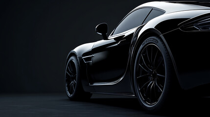 Poster - Closeup on tyre of a generic and unbranded black car
