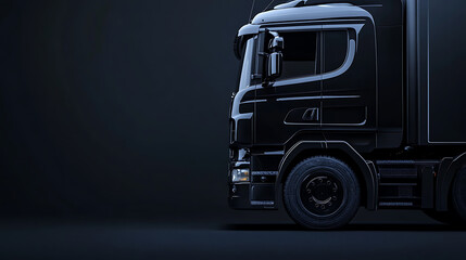 Aufkleber - Closeup on a black truck isolated on a dark background, banner